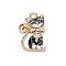 Alloy Enamel Pendants, Light Gold, Cat with Bowknot, Black, 21x13x2.3mm, Hole: 2.3mm