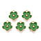 Light Gold Plated Alloy Enamel Pendants, Flower, Green, 13x11.5x3mm, Hole: 1.6mm