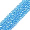 Electroplate Glass Beads Strands, AB Color Plated, Faceted, Rondelle, Deep Sky Blue, 3.5~3.8x3mm, Hole: 0.4mm, about 113~115pcs/strand, 12.80~12.99 inch(32.5~33cm)