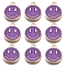 Alloy Enamel Charms, Flat Round with Smiling Face, Medium Violet Red, 14.5x12x1.5mm, Hole: 1.5mm