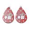 PU Leather Big Pendants, with Iron Ring, Valentine's Day Collection, Teardrop, 56x37x2mm, Hole: 5.5mm