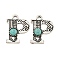 Synthetic Turquoise & Alloy Pendants, Letter Charms, Antique Silver, Letter P, 24.5x19x4mm, Hole: 3mm