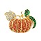 Rhinestone Alloy Brooches, Christmas Enamel Pins, Pumpkin, 45x60mm