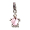 Rack Plating Alloy Rhinestone European Dangle Charms, Glass Turtle Large Hole Pendants, Lead Free & Cadmium Free, Platinum, Pearl Pink, 30mm, Hole: 5mm