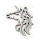 Non-Tarnish Stainless Steel Pendants, Laser Cut, Unicorn, Stainless Steel Color, 18x17.5x1mm, Hole: 1.2mm