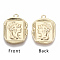 Brass Pendants, Nickel Free, Rectangle with Avatar, Real 18K Gold Plated, 20.5x15.5x1.5mm, Hole: 1.6mm