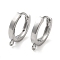 Brass Hoop Earrings Finding, with Horizontal Loop, Ring, Real Platinum Plated, 18 Gauge, 15x13.5x2.5mm, Hole: 1.2mm, Pin: 1mm