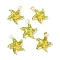 Handmade Lampwork Pendants, Bumpy, Starfish, Gold, 35~38x31~32x8~9mm, Hole: 2~4mm