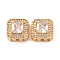 Brass Micro Pave Clear Cubic Zirconia Beads, Square, Real 18K Gold Plated, 11.5x11.5x7mm, Hole: 1.8mm