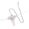 Natural Rose Quartz Dowsing Pendulum Big Pendants, with Platinum Plated Metal Findings, Hexagonal Angel Scepter Charm, 320mm