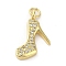 Rack Plating Brass Micro Pave Cubic Zirconia Pendants, High-heeled Shoes, Long-Lasting Plated, Cadmium Free & Lead Free, with Jump Ring, Real 18K Gold Plated, 17x12x2mm, Hole: 2mm