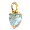 Brass Micro Pave Cubic Zirconia Charms, Long-Lasting Plated, Real 18K Gold Plated, Heart, Pale Turquoise, 8x5x3.5mm, Hole: 3mm