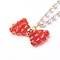 Bowknot Transparent Acrylic Pendant Necklaces, with Brass Beaded Chain, Golden, Red, 15.79 inch(40.1cm)