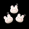 Cartoon Opaque Resin Pendants, Rabbit Charms with Platinum Plated Zinc Alloy Loops, Mint Cream, 23x18x10mm, Hole: 2mm