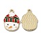 Alloy Enamel Pendants, for Christmas, Snowman, Golden, Red, 22.5x15x1.4mm, Hole: 1.5mm