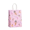 Ice Cream Kraft Paper Bags, Gift Bags, Shopping Bags, with Paper Twine Handles, Rectangle, Pink, 21x15x8cm