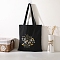 DIY Canvas Bag Flower Embroidery Kits, Include Black Bag, Embroidery Thread & Needles, Plastic Embroidery Hoops, Silver, 380x350mm