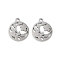 Non-Tarnish 316 Surgical Stainless Steel Charms, Laser Cut, Flat Round Charm, Stainless Steel Color, Flower, 14.5x12.5x1mm, Hole: 1.5mm