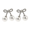 304 Stainless Steel Shell Pearl Bowknot Stud Earrings for Women, Stainless Steel Color, 13x15mm