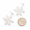 Shell Pearl Braided Snowflake Dangle Stud Earring EJEW-TA00084-2