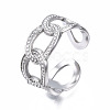 Non-Tarnish 304 Stainless Steel Curb Chain Open Cuff Ring RJEW-T023-21P-3