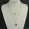 Wing & Star & Tree of Life Alloy Tiered Necklaces NJEW-N0052-006-4