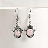 Natural Crystal Stone Hamsa Hand & Round Dangle Earrings UB8598-2-1