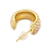 Rack Plating C-Shaped Brass Stud Earrings with Plastic Imitation Pearl Beaded for Women EJEW-G342-07G-2