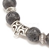 Natural Lava Rock Stretch Bracelet with Alloy Tube Beaded BJEW-JB08322-01-4