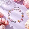 Faceted Rondelle Natural Topaz Jade & Natural Flower Amazonite & Cherry Quartz Glass Link Chain Bracelets BJEW-JB10832-2