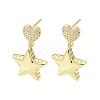 Rack Plating Real 18K Gold Plated Brass Micro Pave Cubic Zirconia Dangle Stud Earrings EJEW-F331-08G-01-1