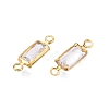 Brass Clear Cubic Zirconia Connector Charms KK-T070-12C-2