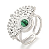 304 Stainless Steel Synthetic Malachite Cuff Rings G-Z056-02P-03-1