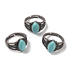 Synthetic Turquoise Horse Eye Adjustable Rings RJEW-K271-05R-11-1