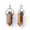 Natural Tiger Eye Double Terminated Pointed Pendants G-S240-11-1