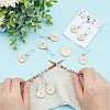 8Pcs 8 Style Flat Round with Flower Wood Charms Locking Stitch Marker HJEW-WH0042-32-3