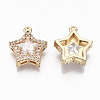 Brass Glass Rhinestone Charms GLAA-S179-25-RS-2