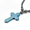 Synthetic Non-Magnetic Hematite Cross Pendant Necklaces for Women Men NJEW-E097-01-2