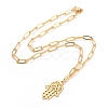 304 Stainless Steel Hamsa Hand Pendant Necklace for Women NJEW-G018-06G-2
