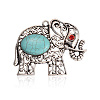 Antique Silver Plated Alloy Synthetic Turquoise Elephant Big Pendants PALLOY-J546A-01AS-1