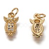 Brass Micro Pave Clear Cubic Zirconia Charms ZIRC-B002-54G-2