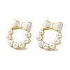 Bowknot Brass Stud Earrings EJEW-R162-06G-2