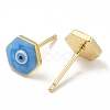 Enamel Hexagon with Evil Eye Stud Earrings EJEW-E274-03G-01-2