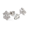 Christmas Snowflake & Deer Brass Micro Pave Clear Cubic Zirconia Asymmetrical Stud Earrings for Women EJEW-M257-01P-2