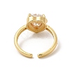 Clear Cubic Zirconia Heart Open Cuff Ring RJEW-I092-16G-3