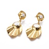 Natural Pearl Dangle Stud Earrings EJEW-F218-05G-1
