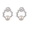 Natural Pearl Ear Studs EJEW-P286-31P-1