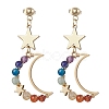 7 Chakra Gemstone Dangle Stud Earrings EJEW-TA00505-1