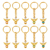 10Pcs 10 Color Tibetan Style Alloy Angeltee with ABS Plastic Imitation Pearl Beaded Charms Keychains KEYC-PH01510-1