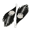 Boho Seed Bead Halloween Skeleton Tassel Earrings EJEW-Q380-04D-2